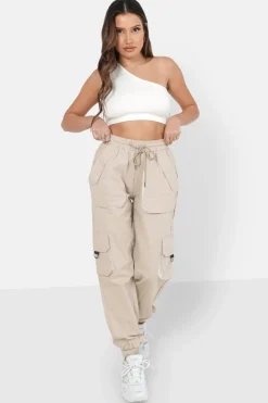Pantalon Cargo Logo Large Beige
