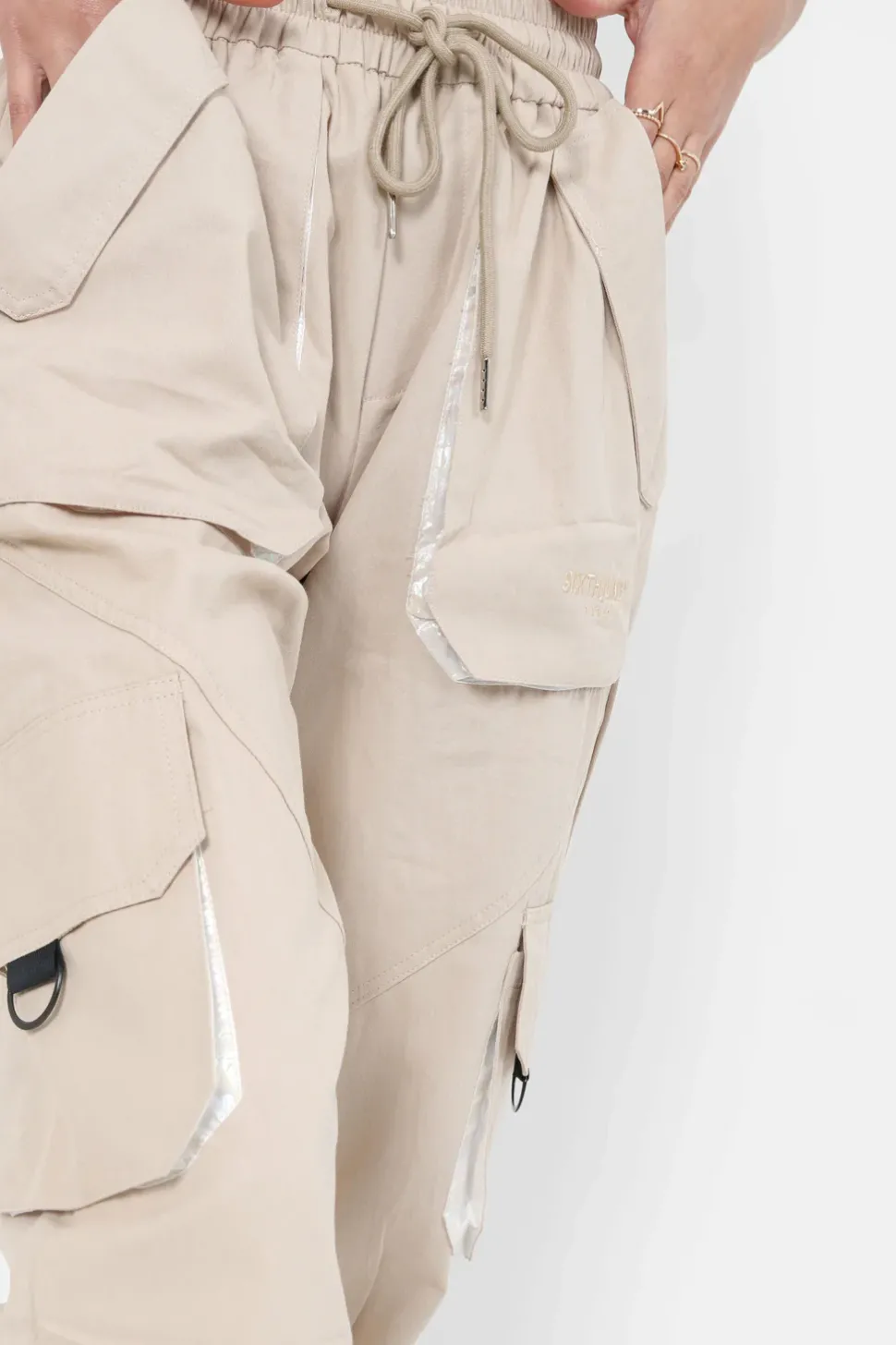 Pantalon Cargo Logo Large Beige