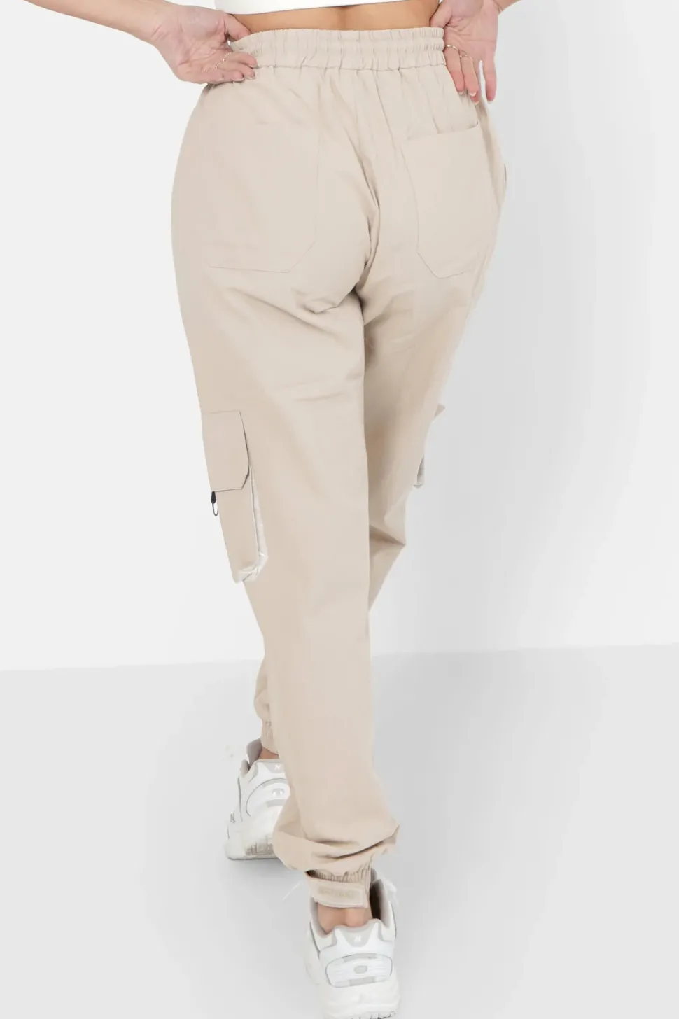 Pantalon Cargo Logo Large Beige