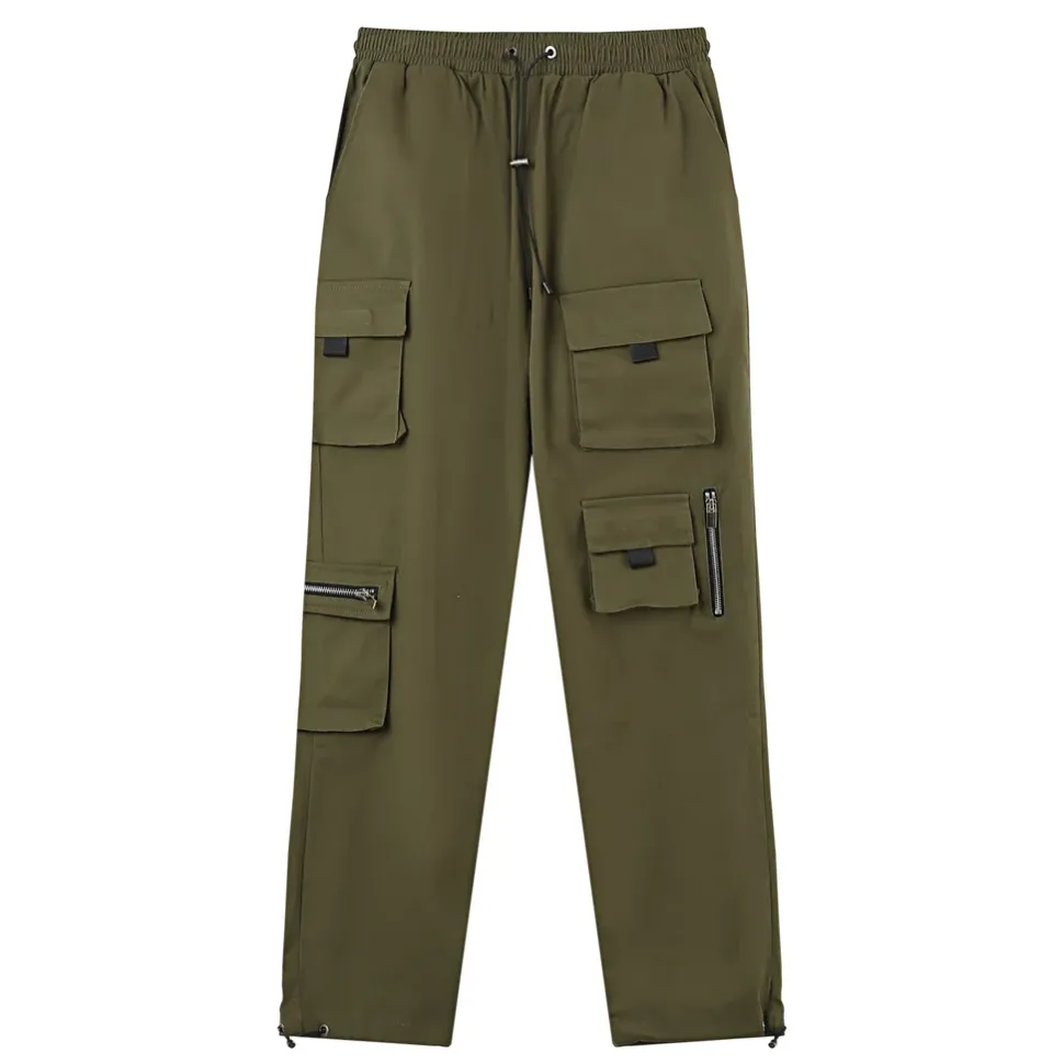 Pantalon Cargo Multi Poches Twill Vert Kaki