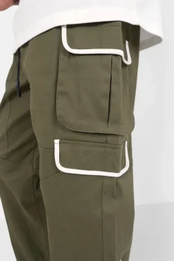 Pantalon Cargo Muti Poches Droit Vert