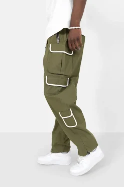 Pantalon Cargo Muti Poches Droit Vert