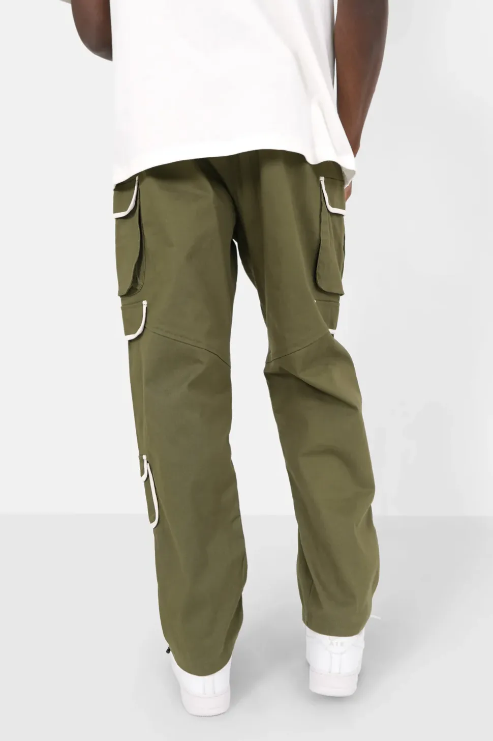 Pantalon Cargo Muti Poches Droit Vert