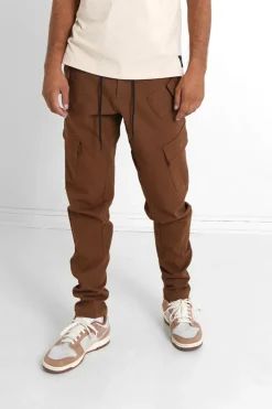 Pantalon Cargo Poches Avant Marron Fonce