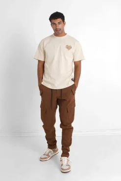 Pantalon Cargo Poches Avant Marron Fonce