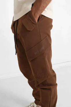 Pantalon Cargo Poches Avant Marron Fonce