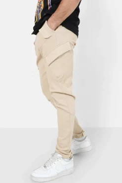 Pantalon Cargo Poches Avant Beige