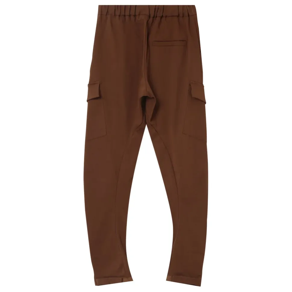 Pantalon Cargo Poches Avant Marron Fonce