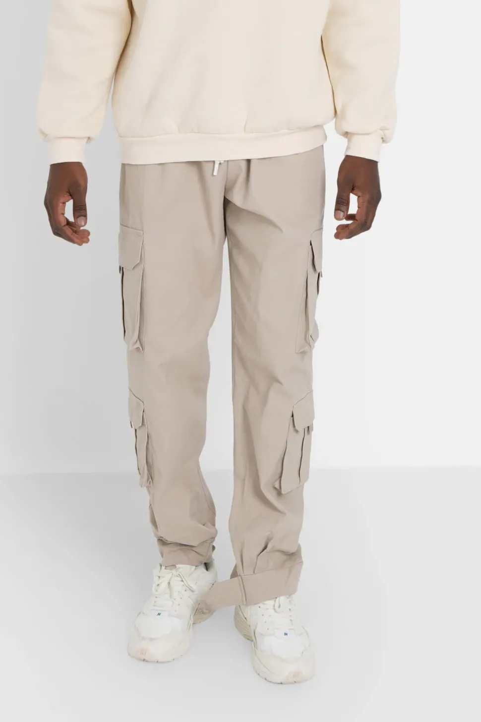 Pantalon Cargo Poches Scratch Beige Clair