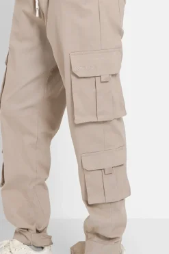 Pantalon Cargo Poches Scratch Beige Clair