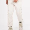 Pantalon Cargo Poches Zip Beige Clair