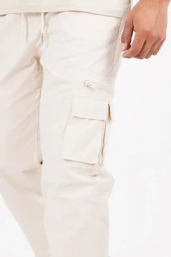 Pantalon Cargo Poches Zip Beige Clair