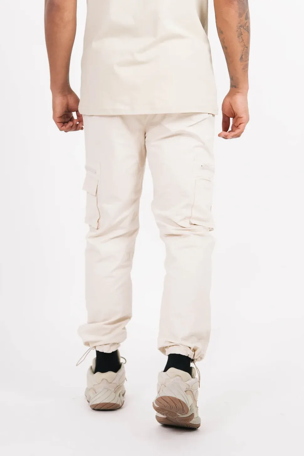 Pantalon Cargo Poches Zip Beige Clair