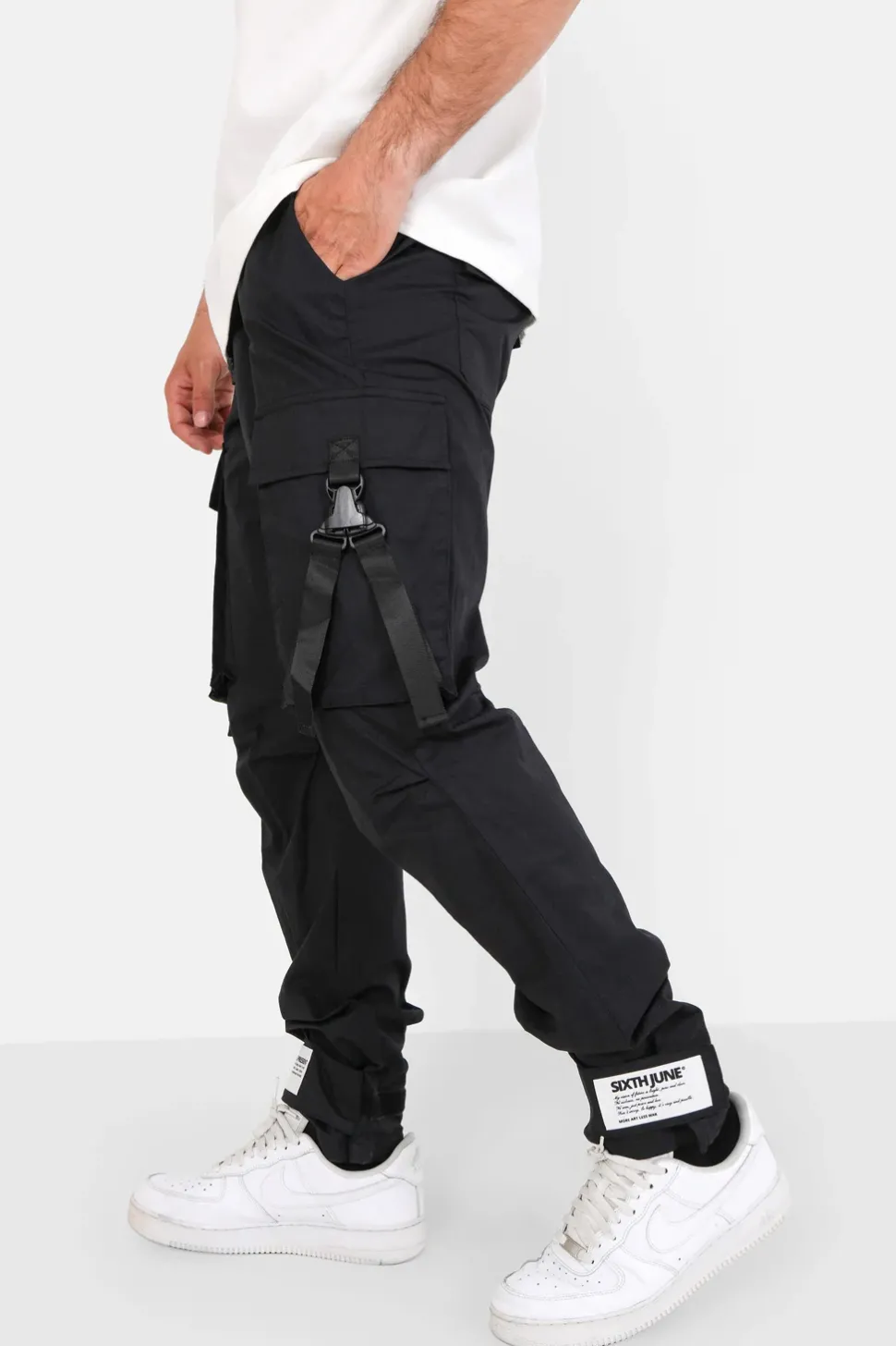 Pantalon Cargo Sangles Noir