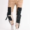 Pantalon Cargo Tactique Empiecements Sangles Beige