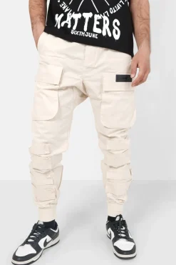 Pantalon Cargo Tactique Large Beige Clair