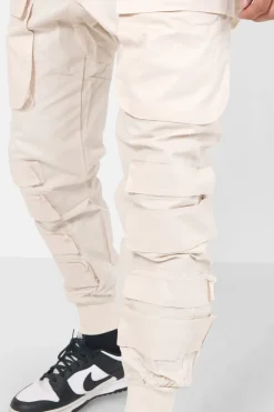 Pantalon Cargo Tactique Large Beige Clair