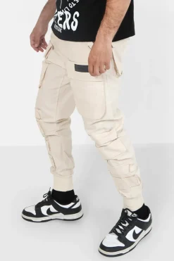 Pantalon Cargo Tactique Large Beige Clair