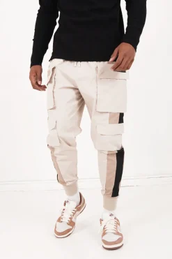 Pantalon Cargo Tricolore Beige