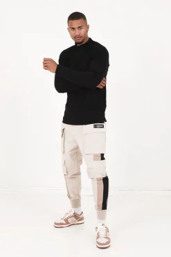 Pantalon Cargo Tricolore Beige