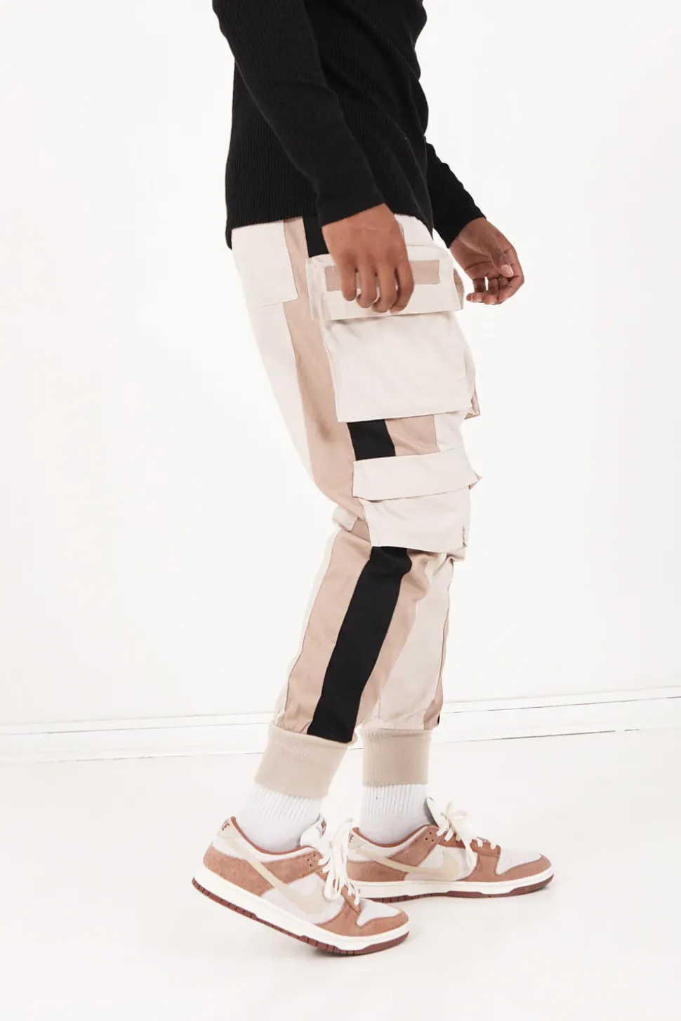 Pantalon Cargo Tricolore Beige