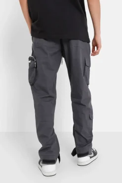 Pantalon Cargo Zip Gris Fonce