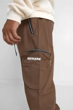 Pantalon Cargo Zip Marron Fonce