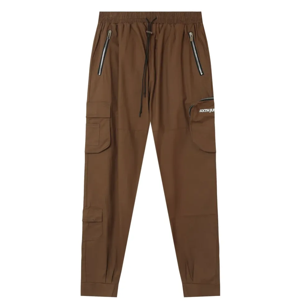 Pantalon Cargo Zip Marron Fonce