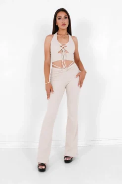 Pantalon Cotele Cordons Beige