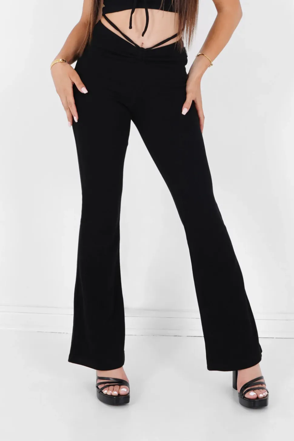 Pantalon Cotele Cordons Noir