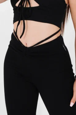Pantalon Cotele Cordons Noir