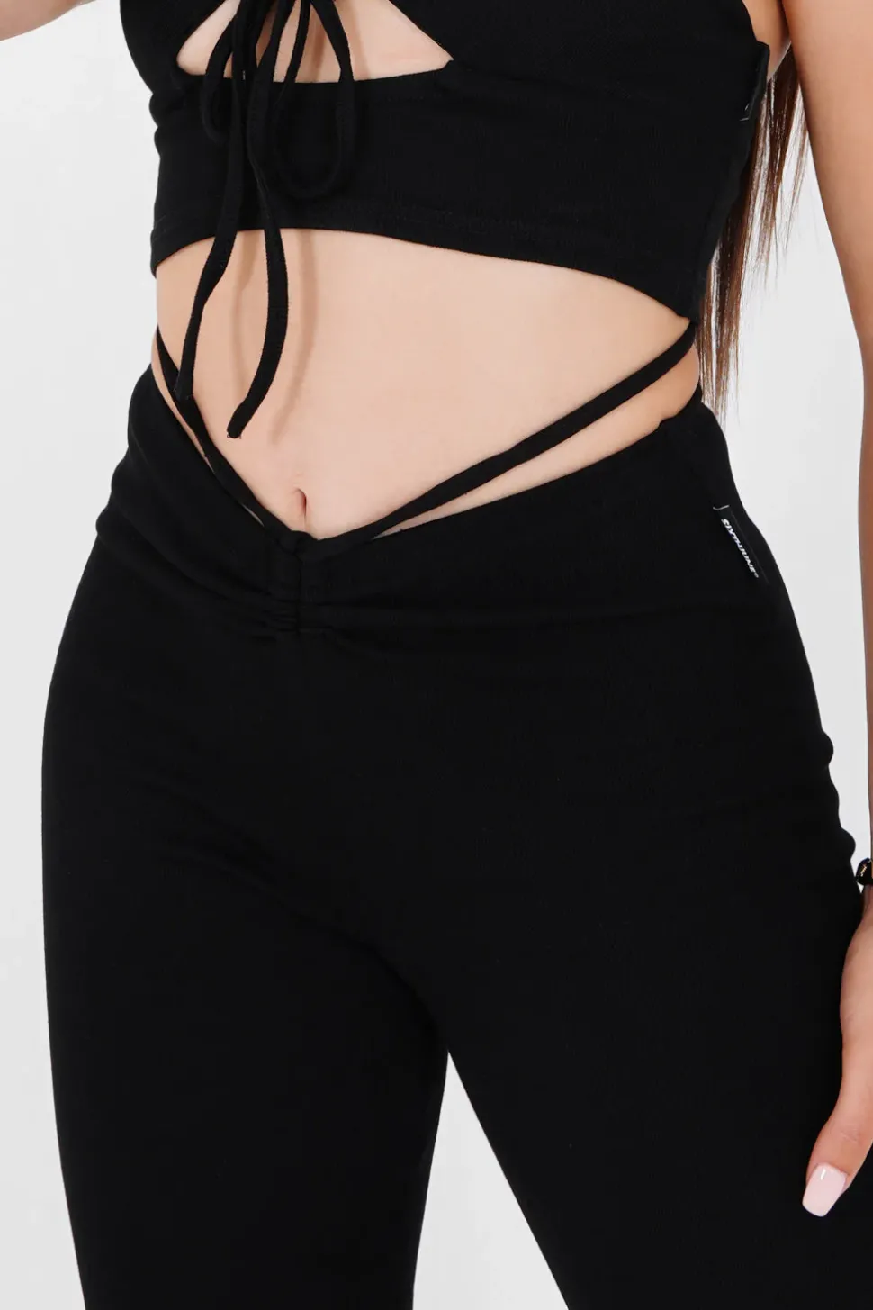 Pantalon Cotele Cordons Noir