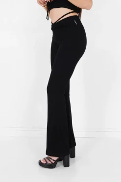 Pantalon Cotele Cordons Noir