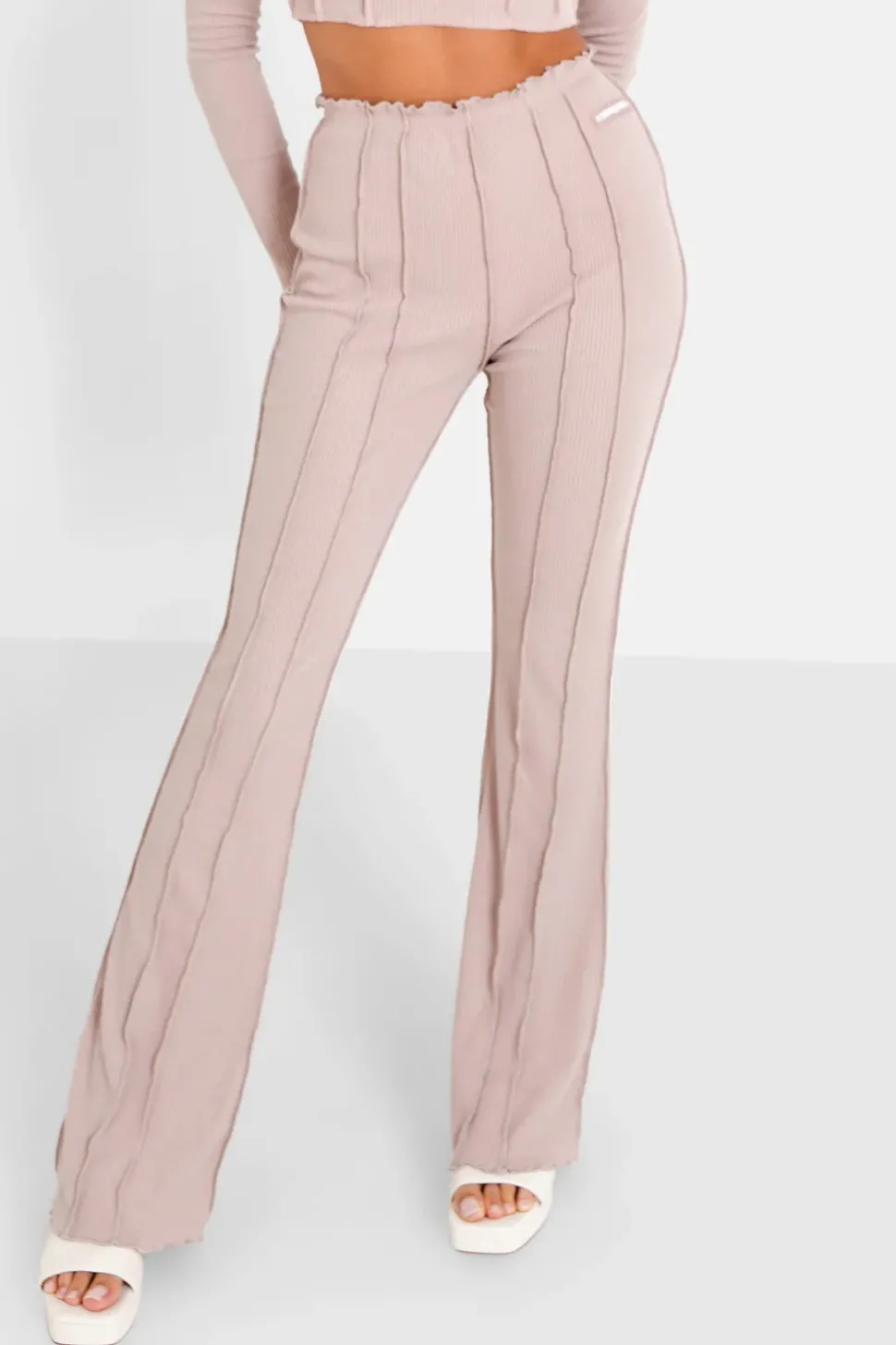 Pantalon Couture Surfilee Rose Clair