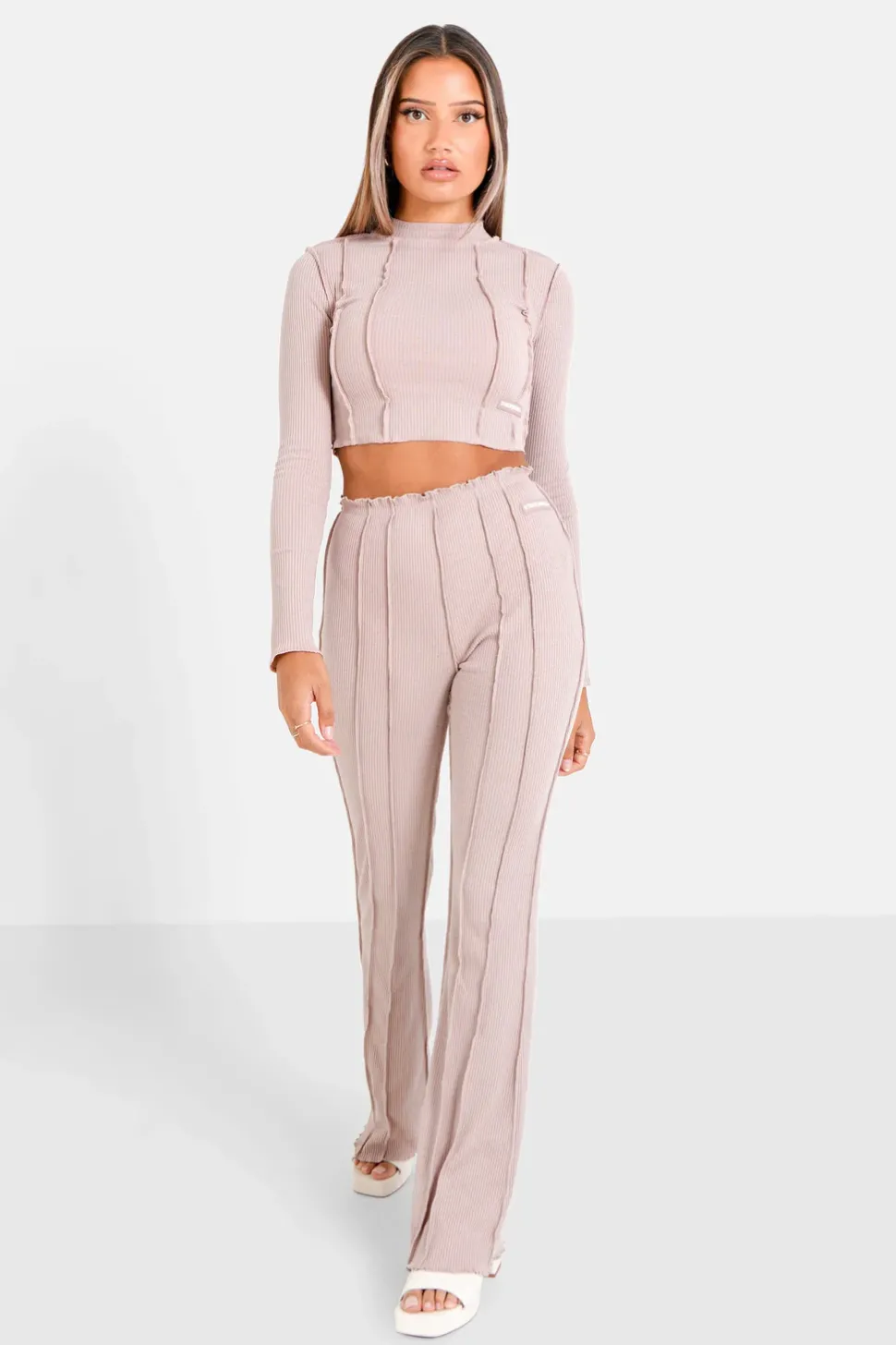 Pantalon Couture Surfilee Rose Clair