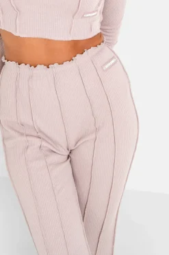 Pantalon Couture Surfilee Rose Clair