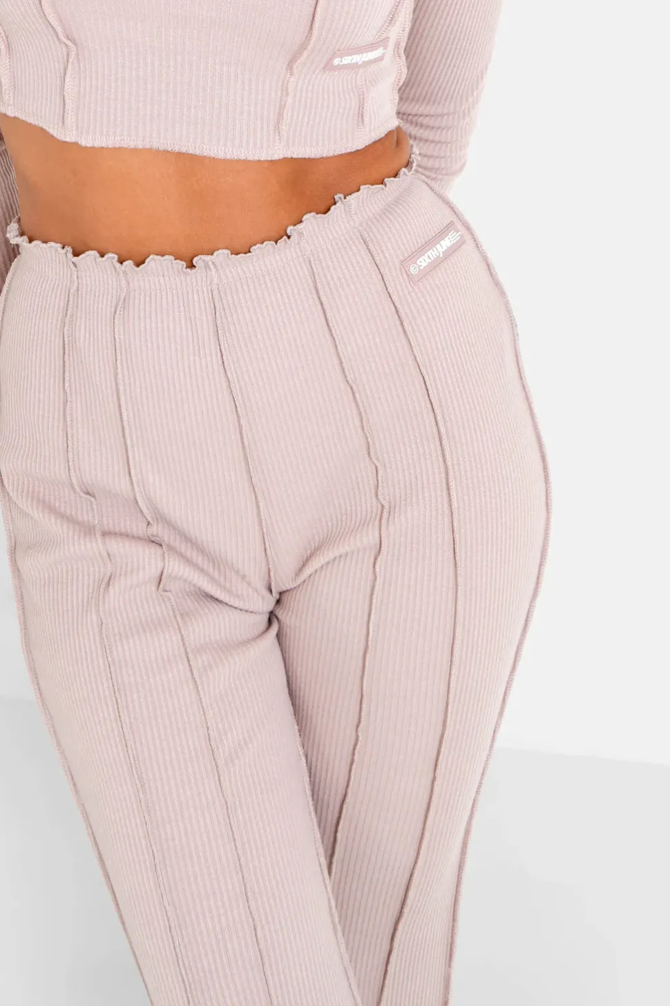 Pantalon Couture Surfilee Rose Clair
