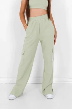 Pantalon Droit Gaufre Vert Clair