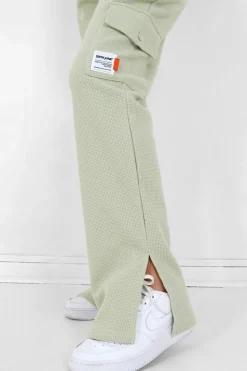 Pantalon Droit Gaufre Vert Clair