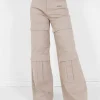 Pantalon Droit Poches Cargo Beige