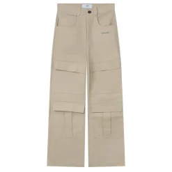 Pantalon Droit Poches Cargo Beige