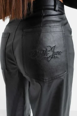 Pantalon Droit Simili Cuir Noir