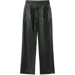 Pantalon Droit Simili Cuir Noir