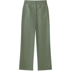 Pantalon Droit Simili Cuir Vert