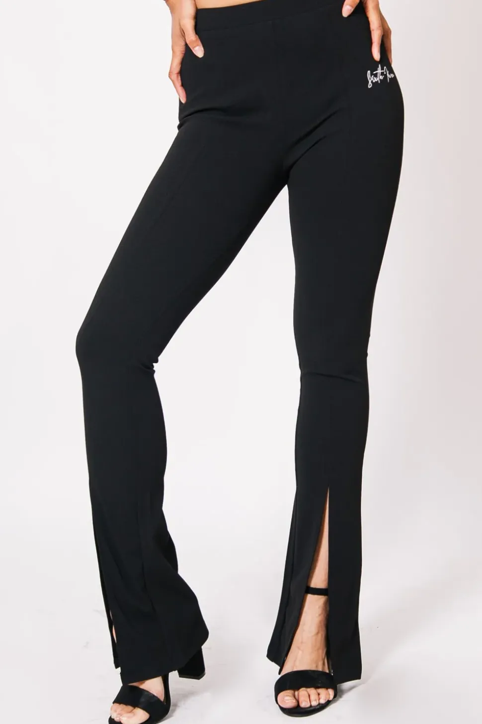 Pantalon Flare Fente Noir