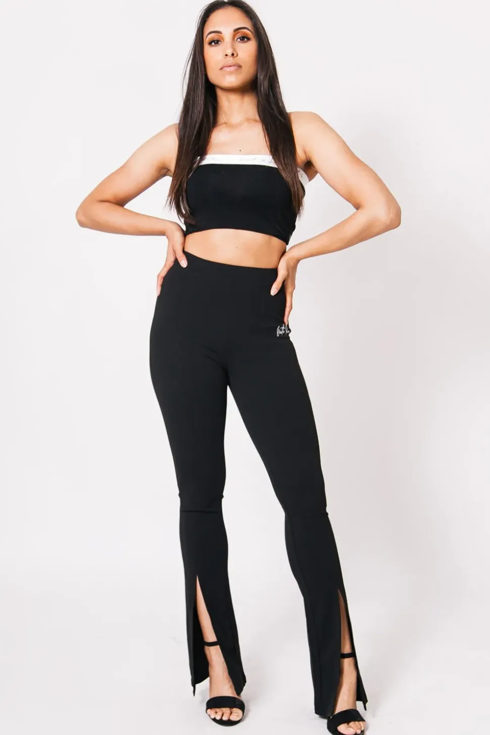 Pantalon Flare Fente Noir