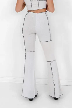 Pantalon Flare Multi Tissus Blanc