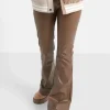 Pantalon Flare Simili Cuir Marron
