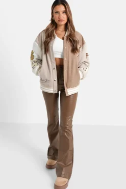 Pantalon Flare Simili Cuir Marron