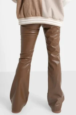 Pantalon Flare Simili Cuir Marron